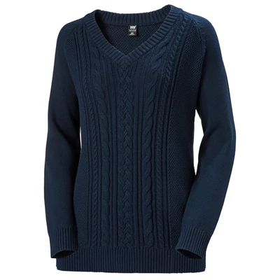 Helly Hansen W Fjord Cable Knit Skjorte Dame Mørkeblå | 31524LYWP